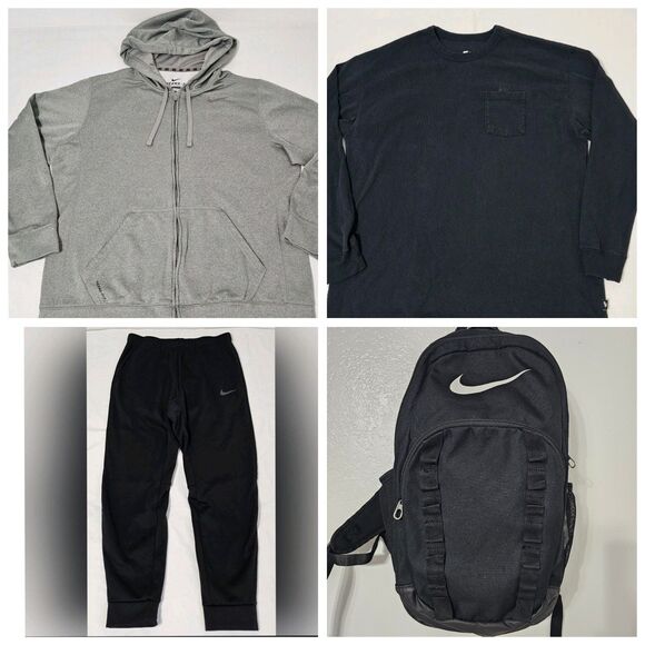 Nike Lot Bundle Therma-Fit Hoodie Joggers Backpack & Long-sleeved T-Shirts